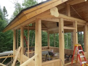 Log cedar lake home ely gazebo huisman Ely MN nothern minnesota