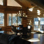 Great room, cedar log home,