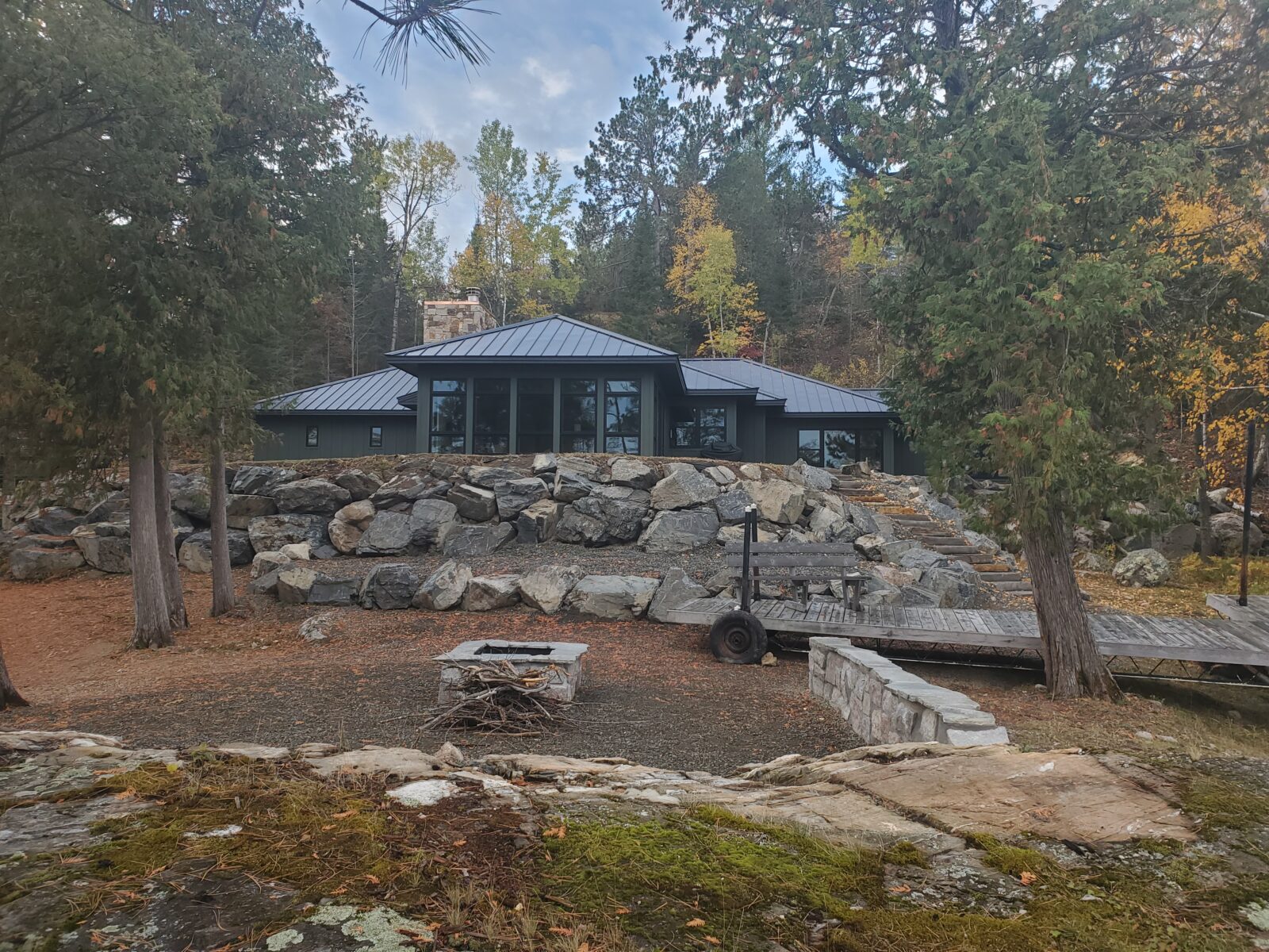 View from rock firepit lake side, Ely MN cabin